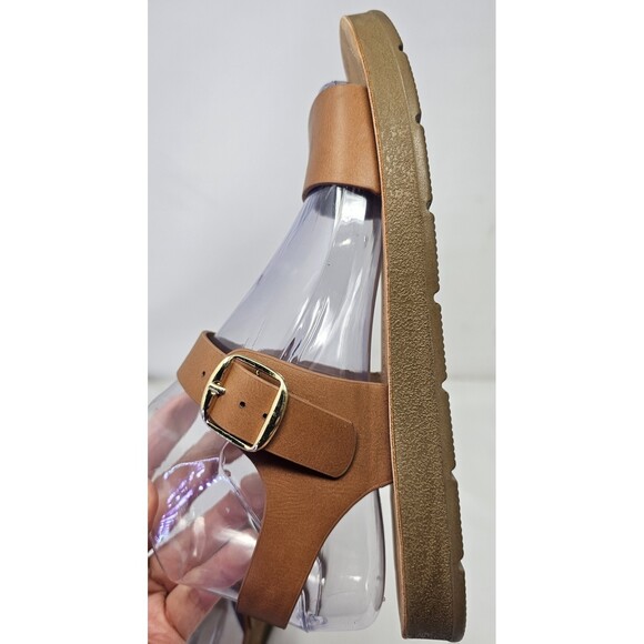 Solanz Plenty Strappy Ankle Sandals Womens Size 7 M Brown Faux Leather - Picture 6 of 11